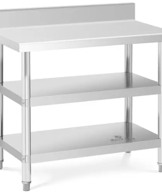 Table de travail inox avec dosseret - 100 x 60 x 16.5 cm - 199 kg - 2 tablettes - Royal Catering