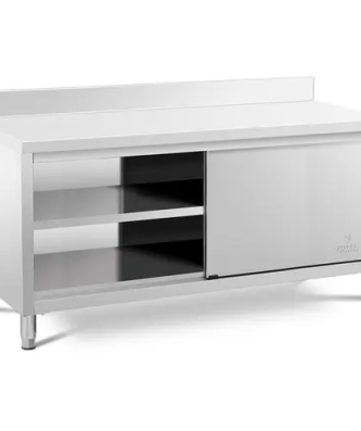 Meuble bas inox - Avec dosseret - 180 x 70 cm - Capacité de 600 kg