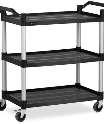 Chariot de service - 3 plateaux - 49 x 84,5 cm - 90 kg - Noir