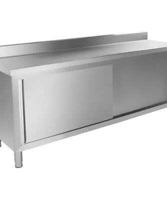 Meuble bas inox - 200 x 60 cm - Avec Dosseret - Capacité de charge de 160 kg
