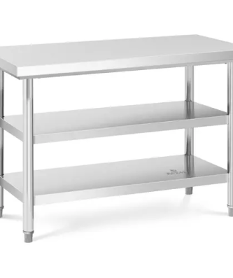 Table de travail inox - 120 x 60 cm - 600 kg - 3 niveaux