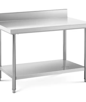 Table de travail inox avec dosseret - 120 x 70 cm - Capacité de 143 kg