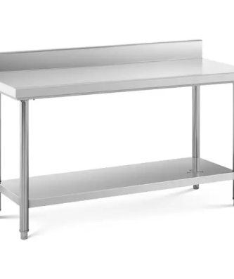 Table de travail inox avec dosseret - 150 x 60 cm - Capacité de 159 kg