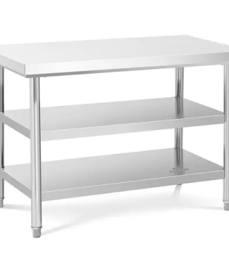 Table de travail inox - 120 x 70 cm - 600 kg - 3 niveaux
