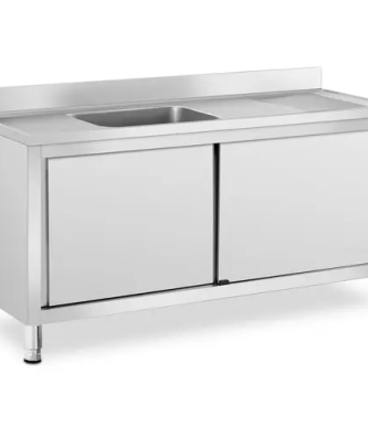 Plonge inox sur meuble - 1 bac - Royal Catering - Acier inoxydable - 500 x 400 x 240 mm