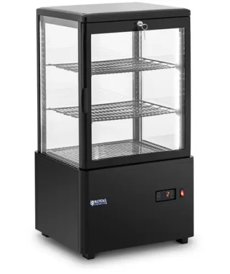 Vitrine réfrigérée - 58 l - Royal Catering - 3 niveaux - Noir - Verrouillable