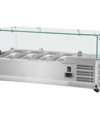 Saladette à poser - 120 x 39 cm - Couvercle en verre