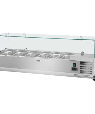 Saladette à poser - 150 x 39 cm - Couvercle en verre