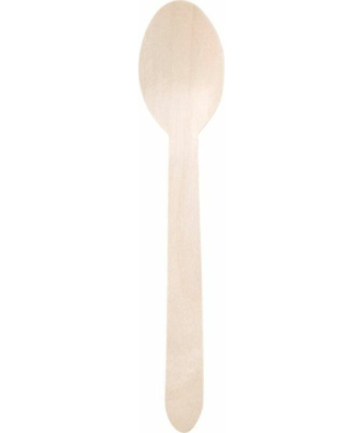 Cuillère à soupe jetable bois 16 cm - par 100
