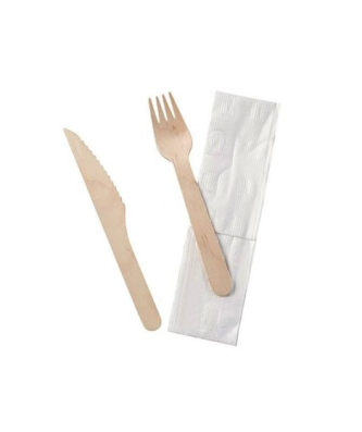 Kit couverts jetable bouleau 3 en 1 - par 250