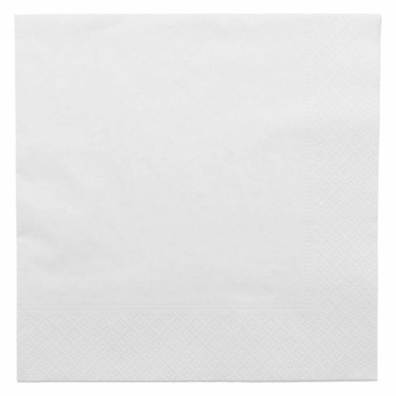 Serviette cocktail double point ouate blanche 25 x 25 cm - par 100
