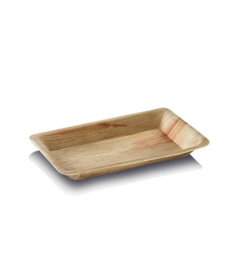 Assiette rectangulaire en palmier 17 x 12 cm - par 25