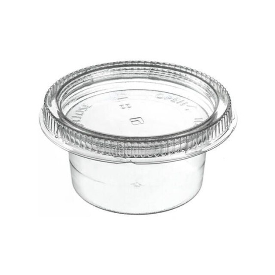 Pot à sauce plastique transparent avec couvercle 45 ml - par 60