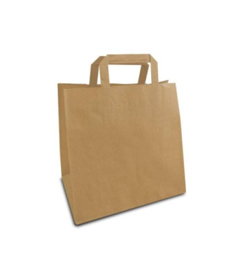 Sac papier kraft brun à poignées plates 26 + 19 x 25 cm - par 250