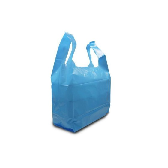 Sac bretelles plastique BD 50 microns bleu 26 x 6 + 6 x 45 cm - par 500