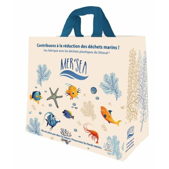 Sac réutilisable polypropylène tissé "Poissonnerie" 40 x 11 + 11 x 45 cm - par 50