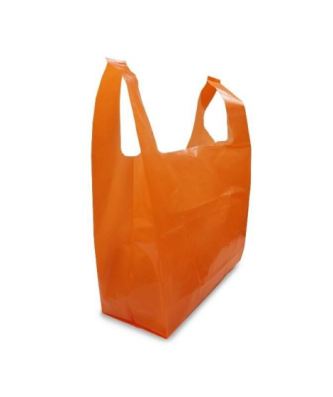 Sac bretelles plastique BD 50 microns orange 26 x 6 + 6 x 45 cm - par 500