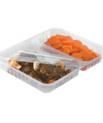 Barquette plastique transparente 2 compartiments scellable Alphacel 900 ml - par 450