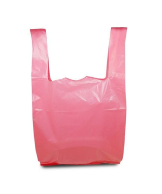 Sac bretelles plastique BD 50 microns rose 26 x 6 + 6 x 45 cm - par 500