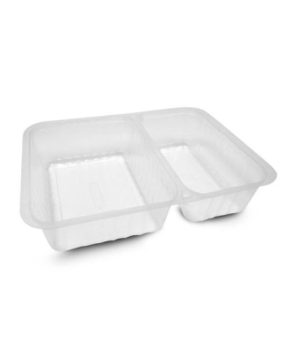 Barquette plastique transparente 2 compartiments scellable Alphacel 1520 ml - par 420