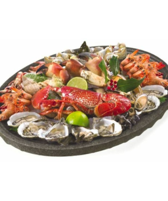 Plateau fruits de mer polystyrène ovale noir 49 x 35 cm - par 30