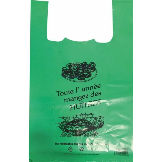 Sac bretelles plastique BD 50 microns "Huitres" 27 x 7 + 7 x 47 cm - par 500