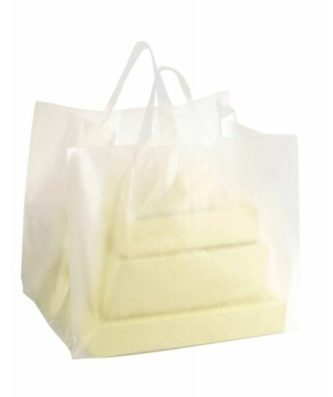 Sac cabas traiteur plastique avec renfort 30 x 15 + 15 x 36 cm - par 25