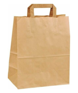 Sac papier kraft brun à poignées plates 26 + 14 x 29 cm - par 250