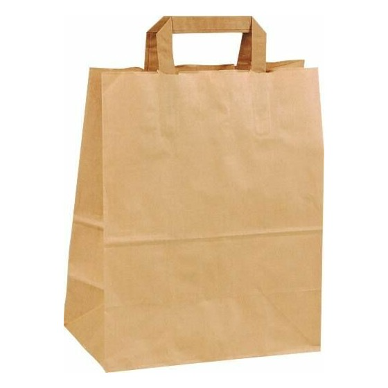 Sac papier kraft brun à poignées plates 26 + 14 x 29 cm - par 250