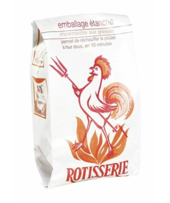 Sac poulet rôti kraft blanc 25 + 9 x 40 cm - par 100