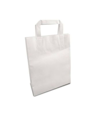 Sac papier kraft blanc à poignées plates 22 + 10 x 28 cm - par 50