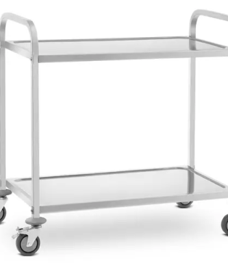 Chariot de service en acier - 2 plateaux - 160 kg max. - 2 freins