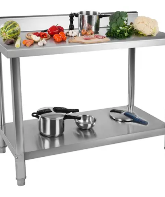 Table de travail en inox avec dosseret - 100 x 60 cm - Capacité de 114 kg