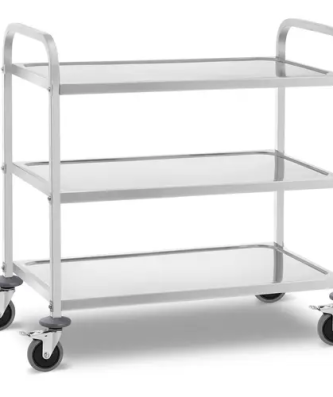 Chariot de service inox - 3 plateaux - 355 kg