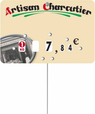 Étiquette prix à pique et à tournette "Artisan Charcutier" 12 x 8 cm - par 10