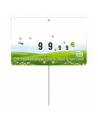 Étiquette prix à pique et à tournette "I'm green" 12,6 x 8 cm - par 10