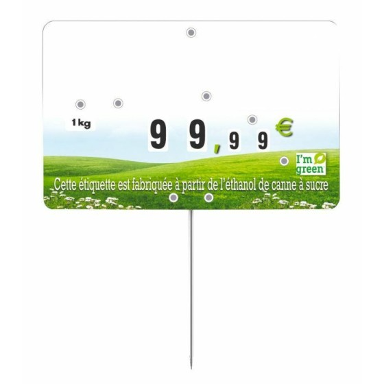 Étiquette prix à pique et à tournette "I'm green" 12,6 x 8 cm - par 10