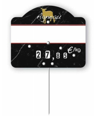 Étiquette prix à pique et à tournette pour agneau "Presti'Luxe" 10,5 x 8,6 cm - par 10
