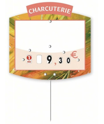 Étiquette prix à pique et à tournette pour charcuterie "Marché Champêtre" 10 x 10,5 cm - par 10