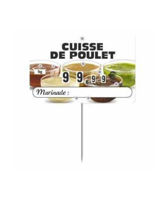 Étiquette prix à pique et à tournette pour marinade 10,6 x 6,7 cm - par 10