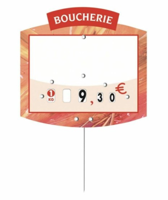 Étiquette prix à pique et à tournette pour boucherie "Marché Champêtre" 10 x 10,5 cm - par 10