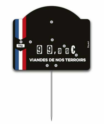 Étiquette prix à pique et à tournette "Ruban Bleu Blanc Rouge" 12 x 8 cm - par 10