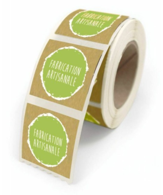 Étiquette prix adhésive "Fabrication Artisanale" 4 x 3,5 cm - par 500