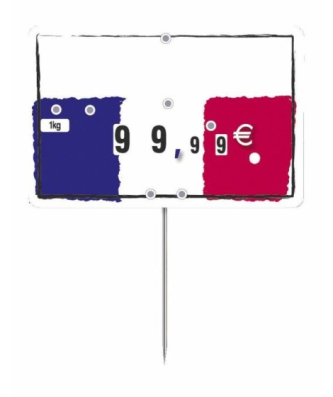 Étiquette prix bleu blanc rouge à pique et à tournette "Produits Français" 10 x 6,7 cm - par 10