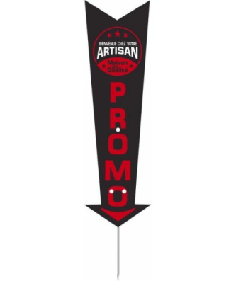 Étiquette prix flèche à pique "Promo Votre Artisan" 21,8 cm - par 5