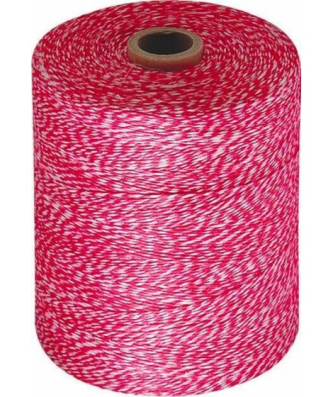 Ficelle alimentaire lin rouge et blanche calibre 3,5/2 1750 m - à l'unité