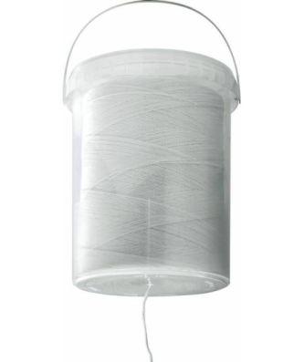 Ficelle alimentaire plastique blanche calibre 2,5/1 2500 m en seau avec dévidage central - à l'unité