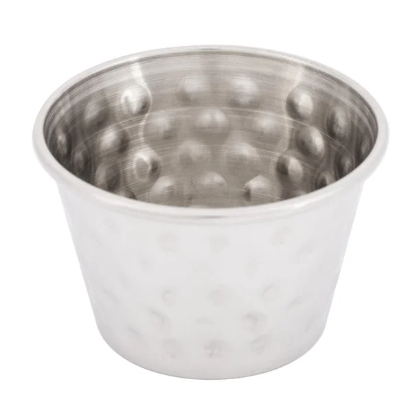 Pots à sauce en acier inoxydable martelé Olympia 70ml (lot de 12)