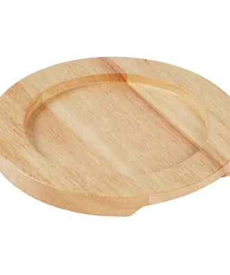 Support en bois clair pour plat rond en fonte avec oreilles GJ554 Olympia