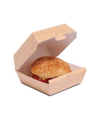 Grande boîte hamburger kraft brun 14,5 x 14,5 x 8 cm - par 400